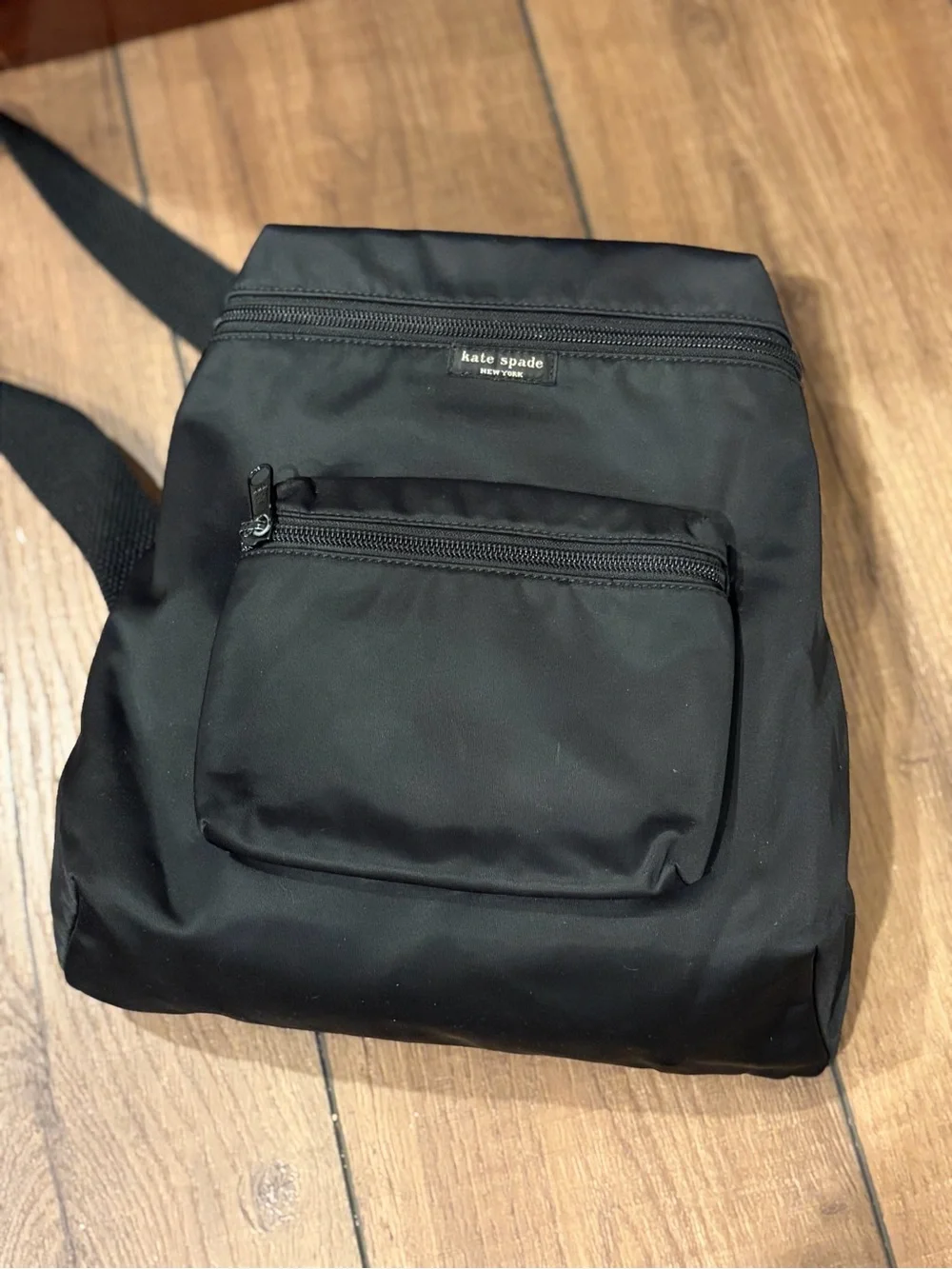 kate spade black nylon mini backpack with front zip pocket